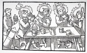 Mannen drinken, illustratie uit 